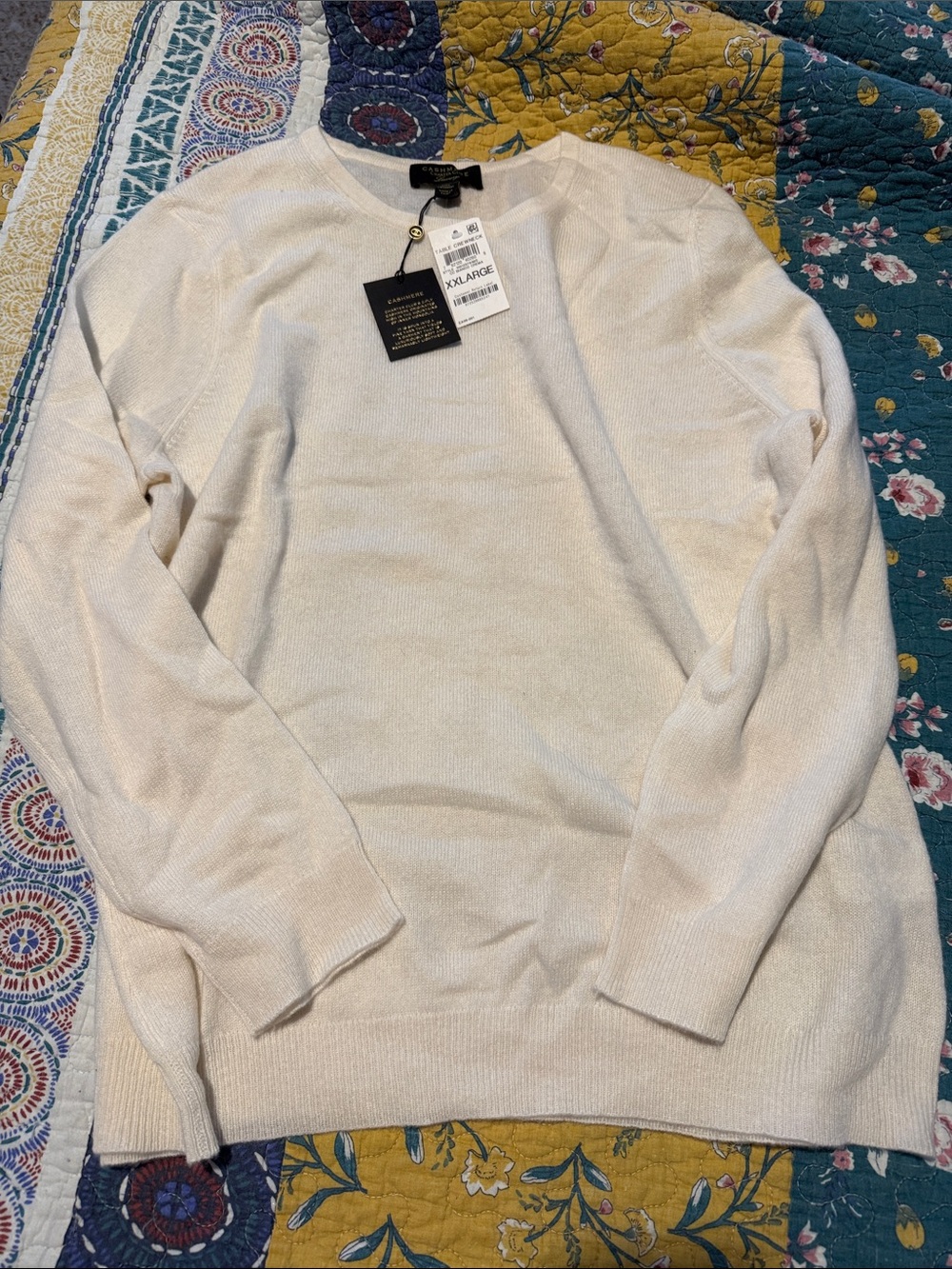 Charter Club 100% Cashmere Ivory, Cream, Off White Crewneck Sweater